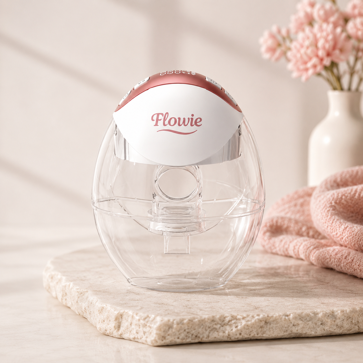 Flowie Duo handsfree borstkolf vooraanzicht transparant reservoir
